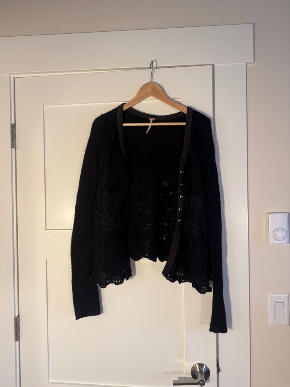 Free People Black Open-Knit Cardigan